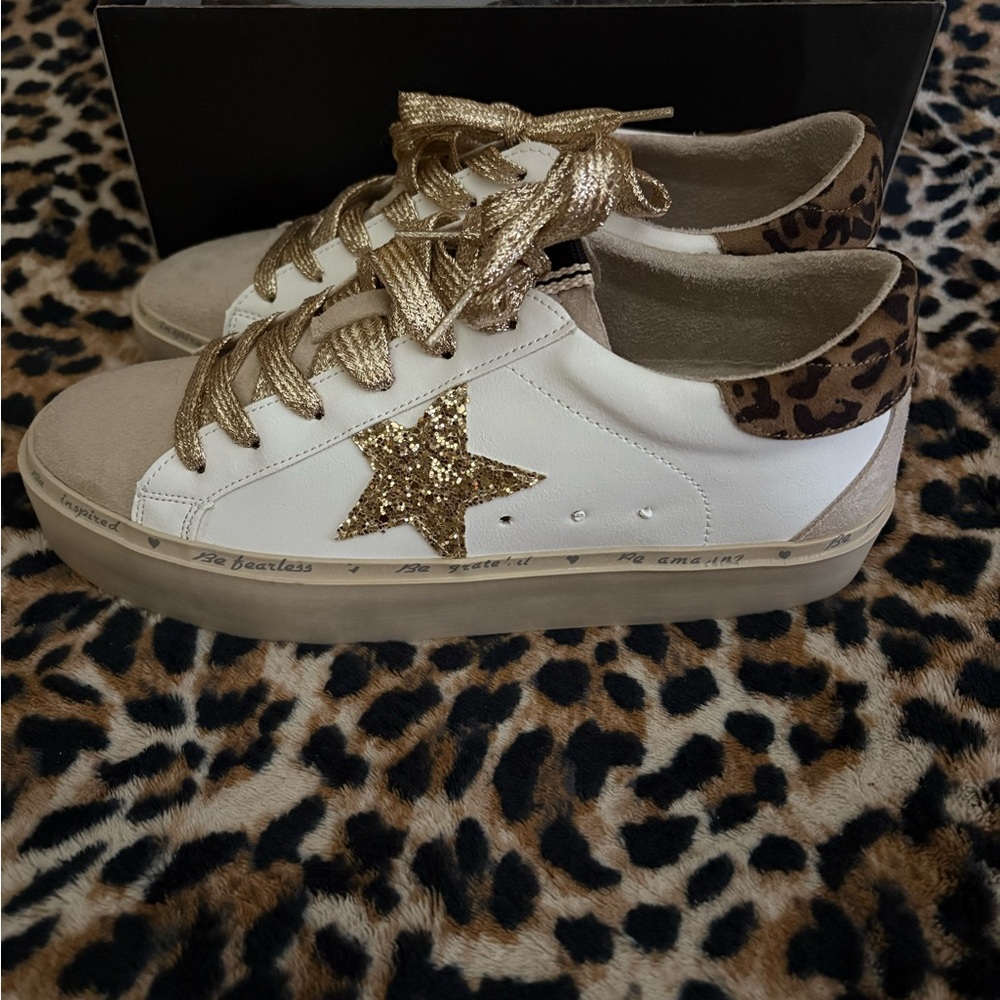 ShuShop Gold Star Leopard Sneakers